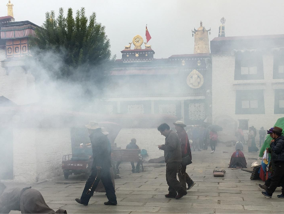 Pilgrims circumambulating Jokhang Temple