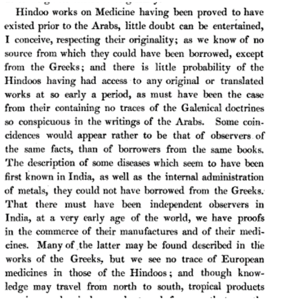 Excerpt from page 62 of JF Royle’s “An Essay on the Antiquity of Hindoo Medicine Including an Introductory lecture to the Course of Materia Medica and Therapeutics delivered at the King’s College”