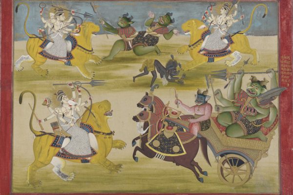 The Agnostic God and the Problem of Evil Durga fighting rakshashas Shunga Nishunga